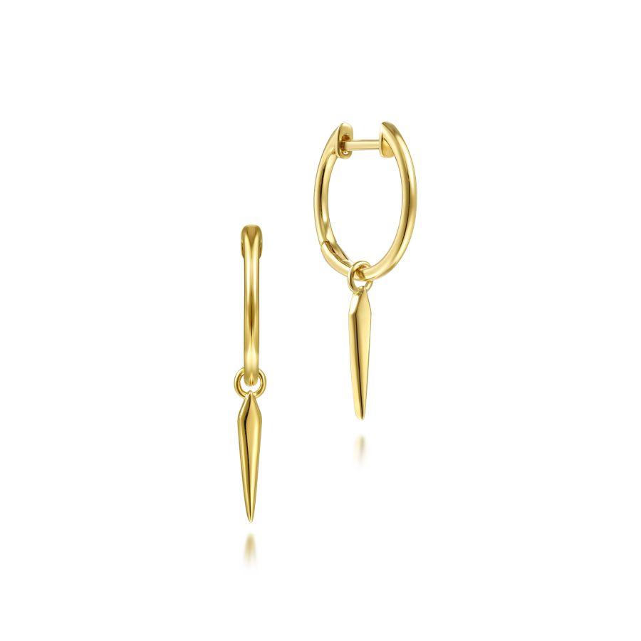 14K Yellow Gold Huggie Earrings with Spike Drop EG14093Y4JJJ - South ...