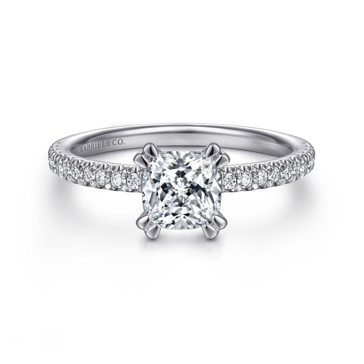 14K White Gold Cushion Cut Diamond Engagement Ring ER13903C4W44JJ ...